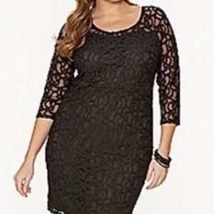Lane Bryant Black Lace Illusion Overlay Dress 24